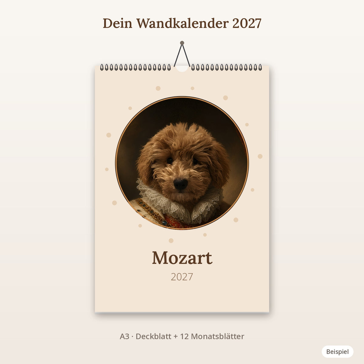 Personalisierter Kalender 2027 mit Haustierporträt – A3